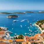 beautiful view of harbor in hvar town croatia