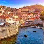 General view of Dubrovnik - Fortresses Lovrijenac and Bokar seen at sunset
