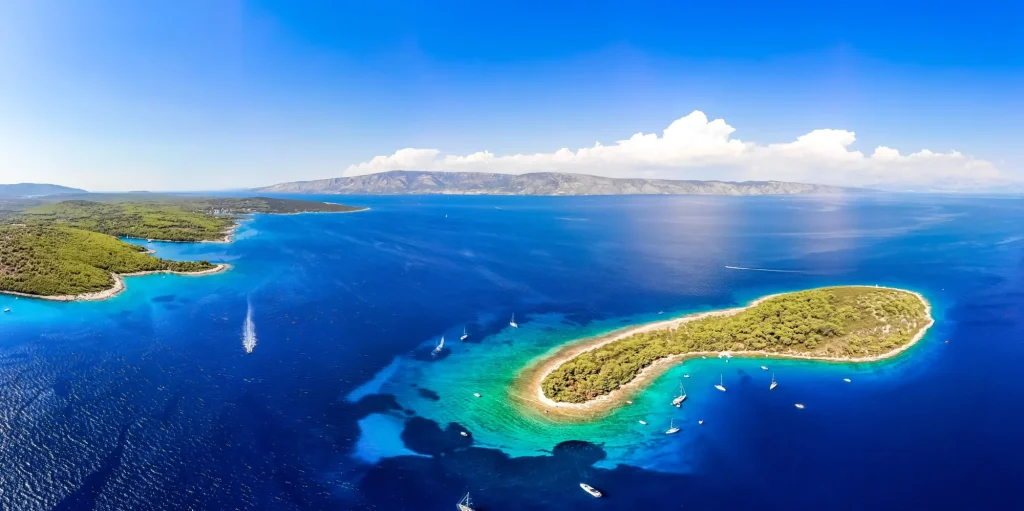 Aerial view of the Hvar island in Croatia