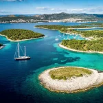 Aerial view of Paklinski Islands in Hvar, Croatia.